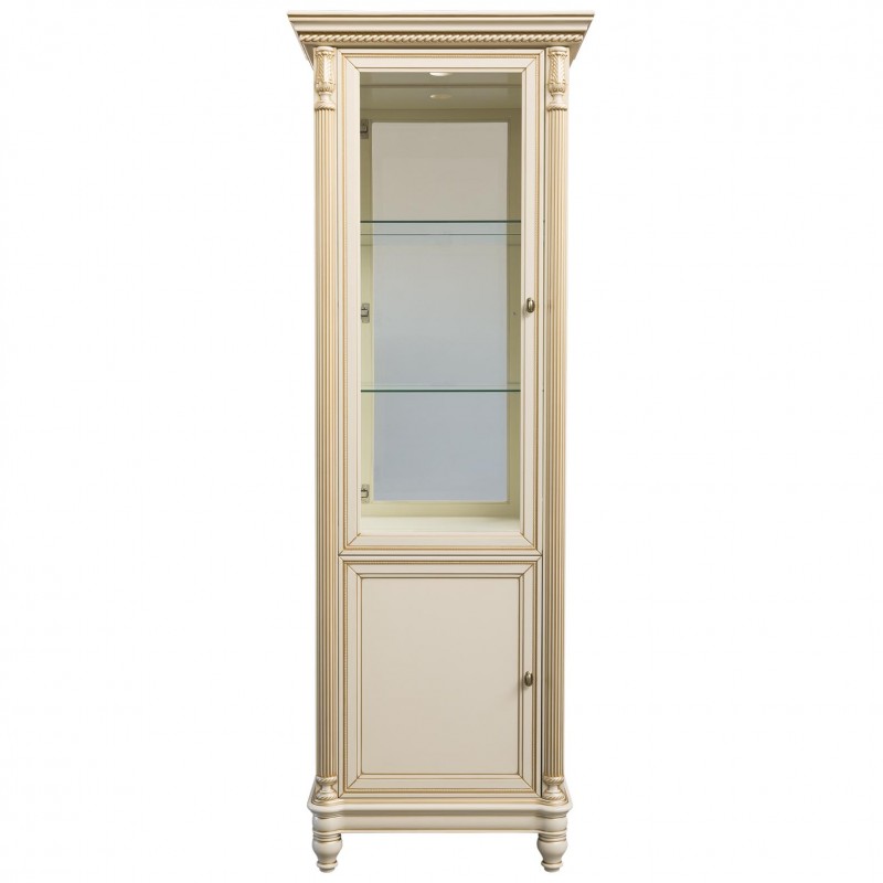 Витрина "Флоренция" однодверная со стеклянными боковинами, зеркалом и подсветкой, правая