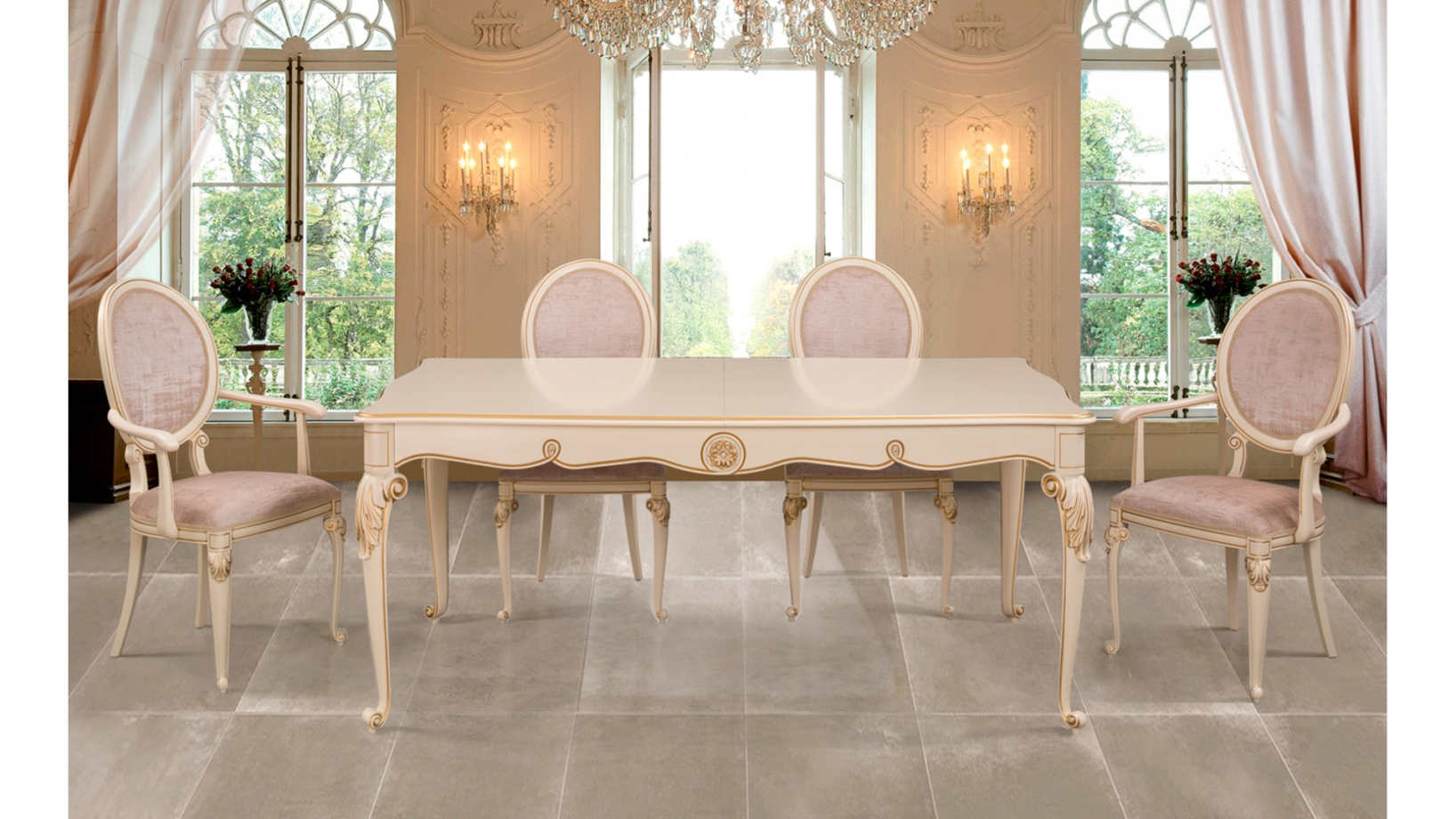 Стол и стулья с полукреслами 