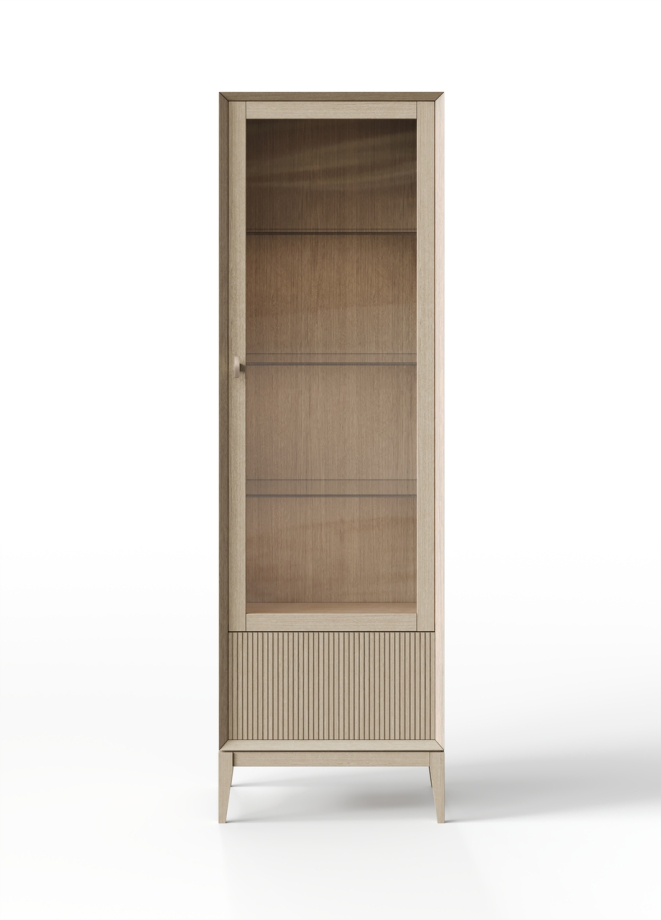 Витрина  1-дверная  Audrey с рифленным нижним ящиком, правая