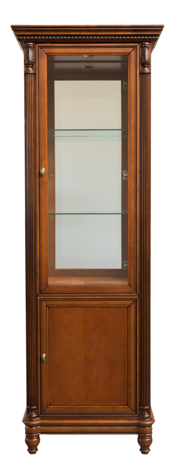 Витрина "Флоренция" однодверная со стеклянными боковинами, зеркалом и подсветкой, левая 
