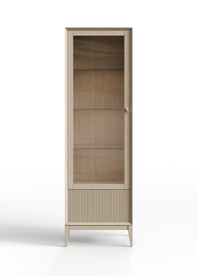 Витрина  1-дверная  Audrey с рифленным нижним ящиком, левая