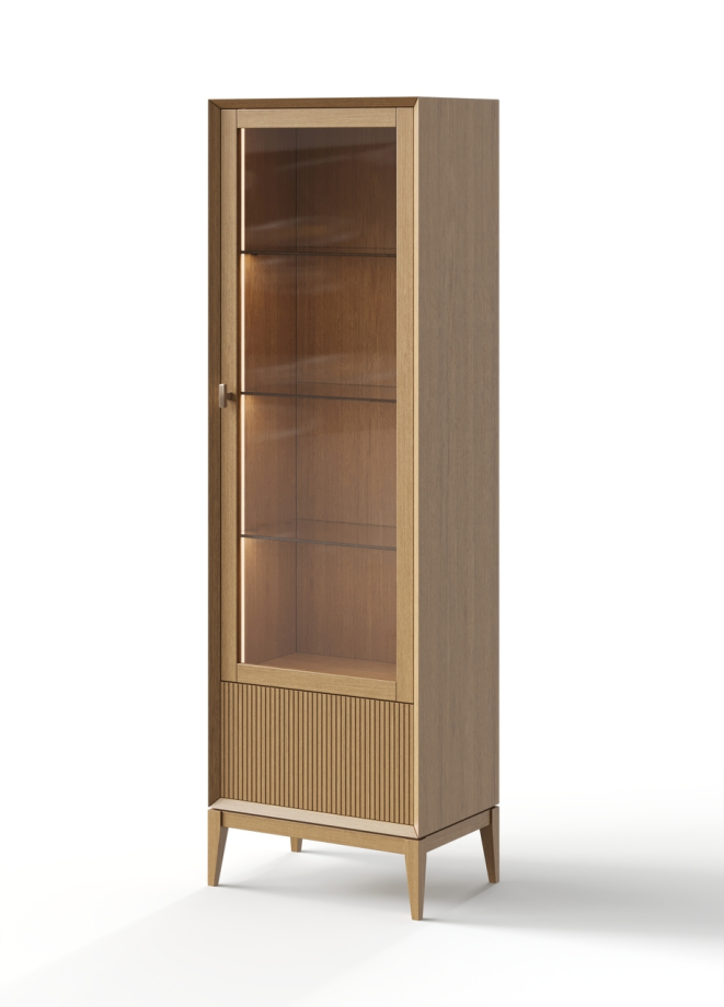 Витрина  1-дверная  Audrey с рифленным нижним ящиком, правая