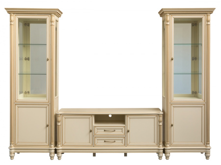 Витрина "Флоренция" однодверная со стеклянными боковинами, зеркалом и подсветкой, правая