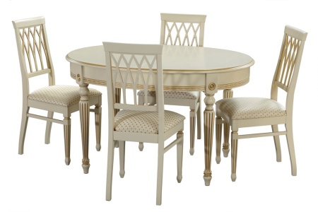 Обеденная группа Венециана и стулья Генрих (цвет-слоновая кость)