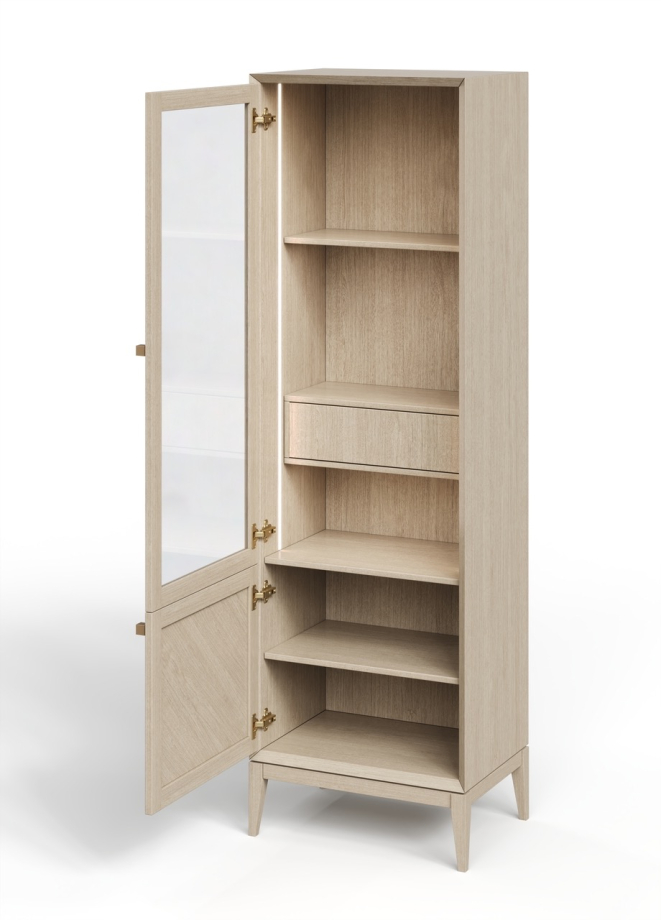 Витрина  1-дверная  Audrey с рамкой и внутренним ящиком, левая