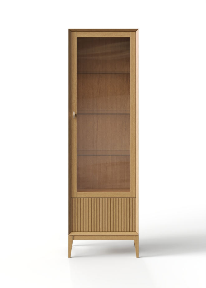 Витрина  1-дверная  Audrey с рифленным нижним ящиком, правая